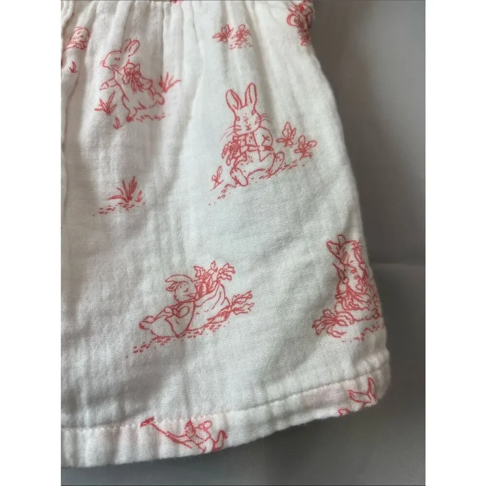 Baby Gap Peter Rabbit white and pink toile 2 piece matching set 6-12 months